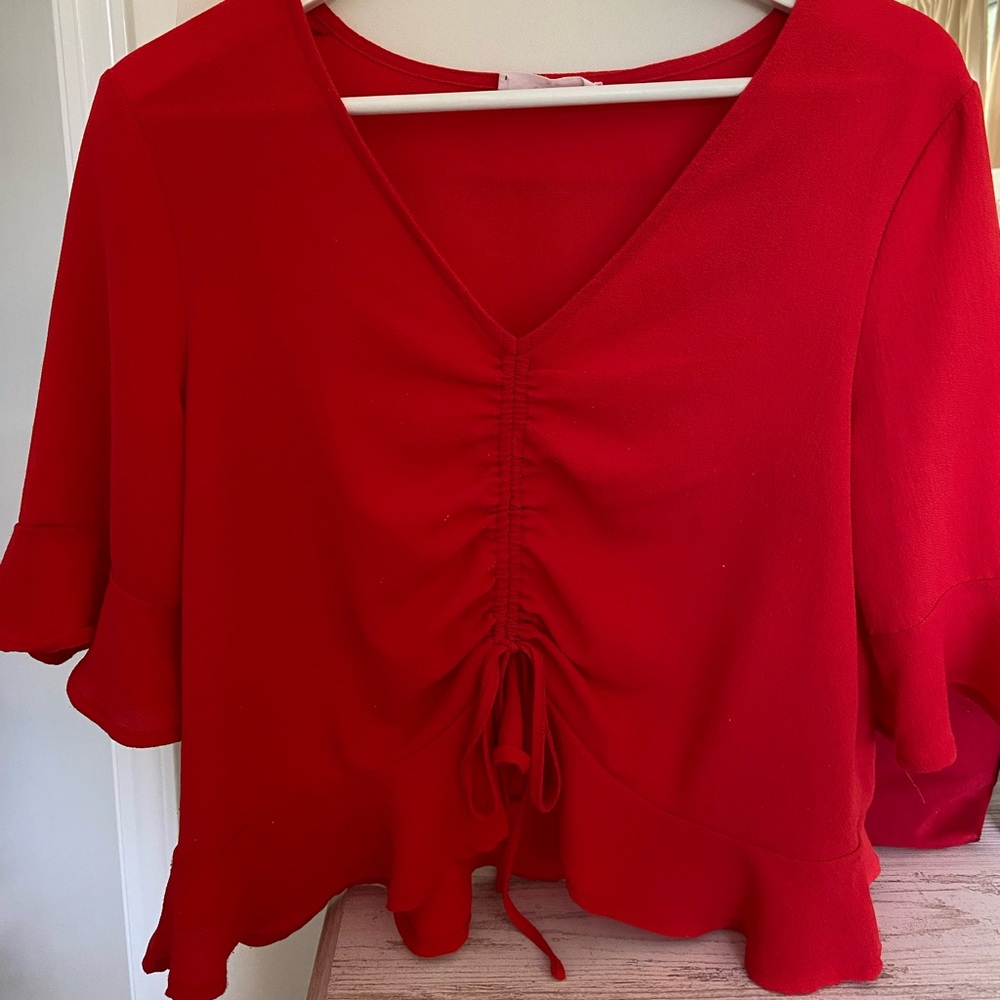 Red chiffon top